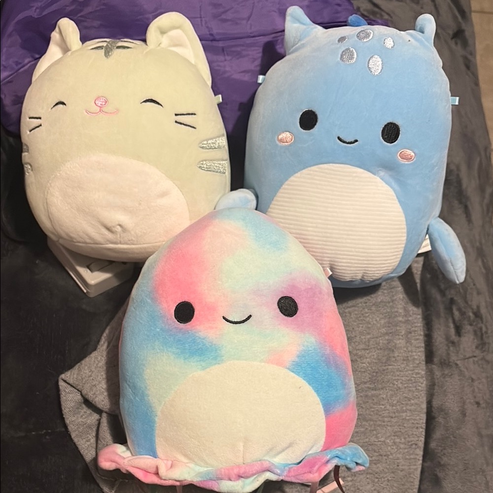 Squishmallows Plush Set - Green, Blue, and Multicolor